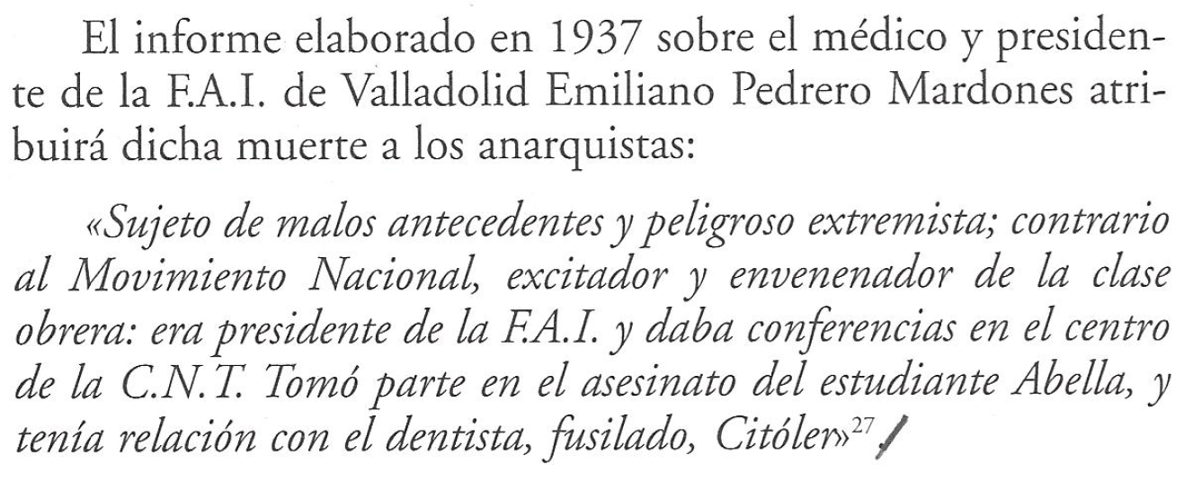 Informe gubernamental recogido por Ignacio Martín Jiménez en su libro “La guerra civil en Valladolid (1936-1939), ed. Ámbito, año 2000 - next picture